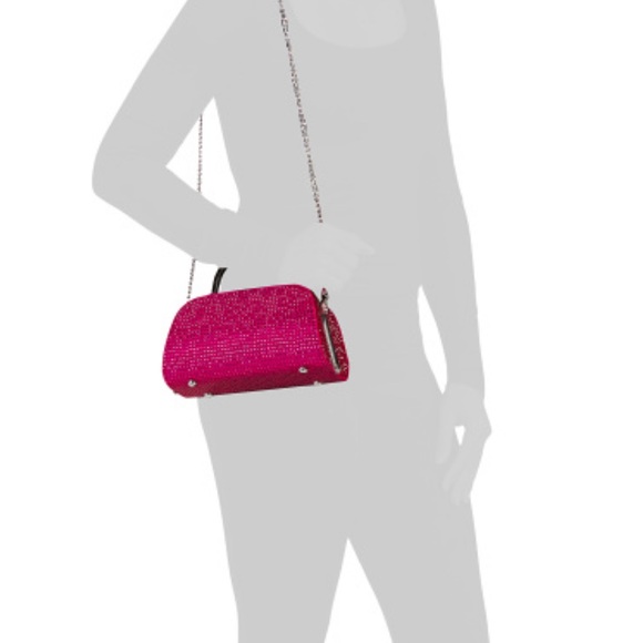 NWT Nina Fuchsia Clutch with Silver Chain - Picture 2 of 3